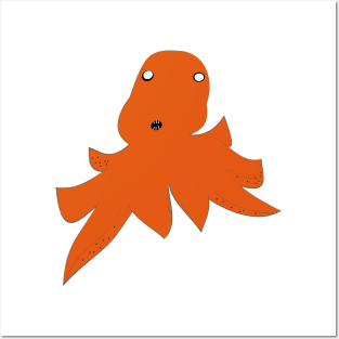 octopus orange Posters and Art